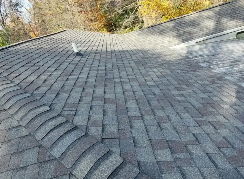 close-up view of a recently replaced roof in stevensville, mi
