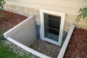 A newly installed egress window in a home in Granger, IN.